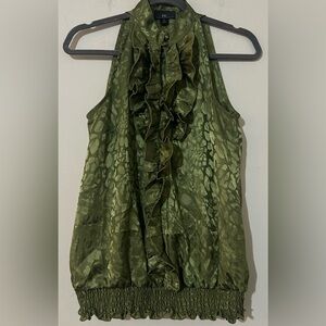 Vintage Byer California Olive Ruffle Halter Blouse